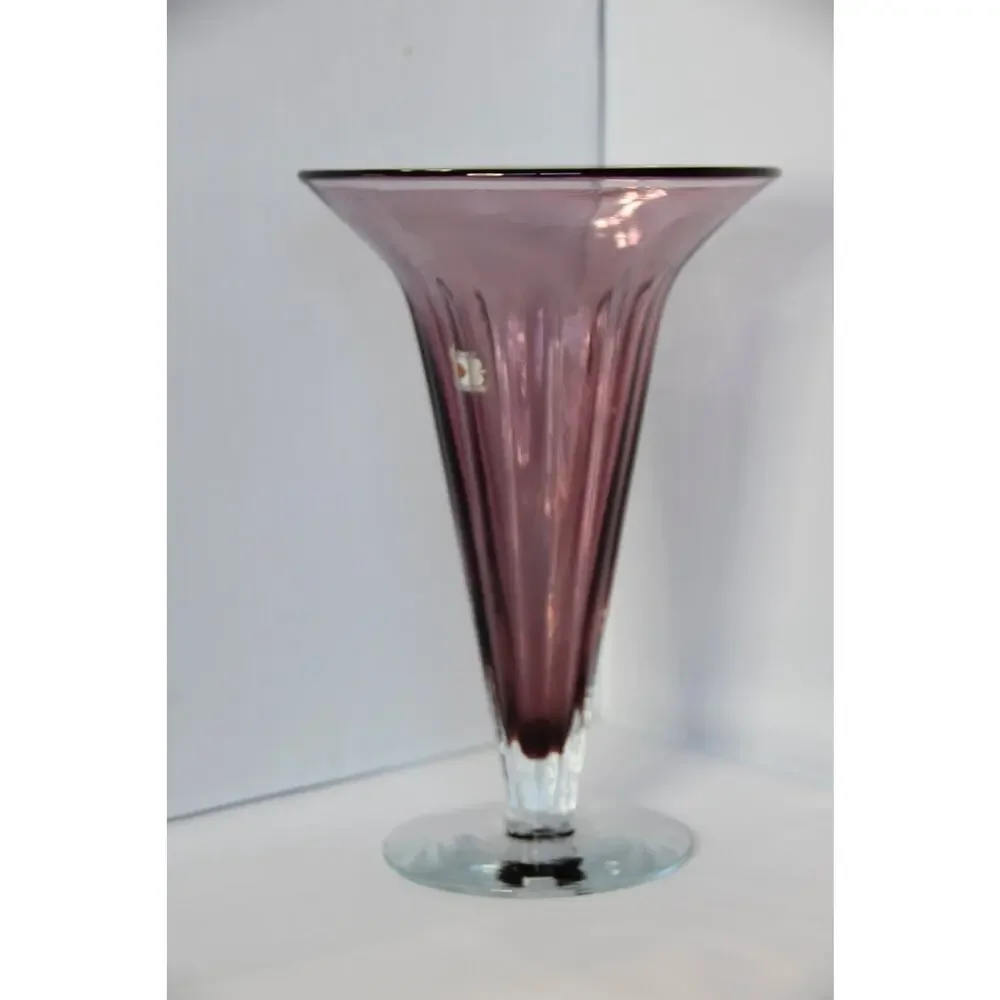 Studio Art Glass Blenko Blown Art Glass Footed Trumpet Vase